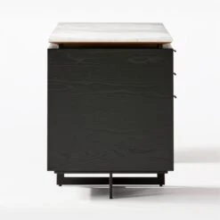Fullerton 3-Drawer Black Metal And Oak Wood With White Marble Top -Furniture Sales Store FullertonModWtDkW2BkDrwSDF20 1
