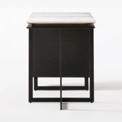 Fullerton 3-Drawer Black Metal And Oak Wood With White Marble Top -Furniture Sales Store FullertonModWtDkWBkDrNLgSDF20