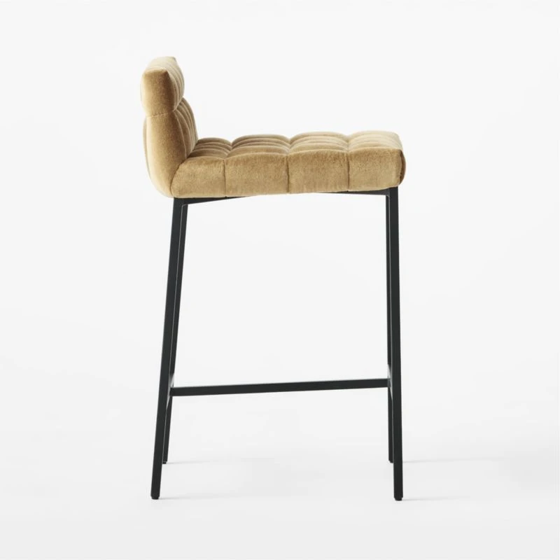 Gabe Gold Tufted Low-Back Counter Stool Set Of 2 4 Gabe Gold Tufted Low-Back Counter Stool Set Of 2 - Image 4