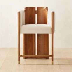 Half Moon Ivory Velvet Counter Stool