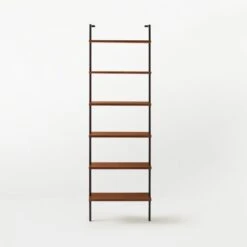 Helix Walnut Wood Wall Mount Bookshelf 96'' -Furniture Sales Store Helix96inWalnutBookcaseSOSSS21