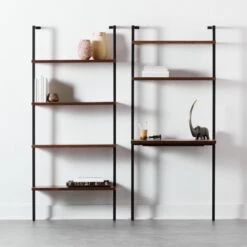 Helix Walnut Wood Wall Mount Desk With Shelves 70'' -Furniture Sales Store HelixShortBookcaseNDeskFHS20 1x1