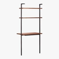 Helix Walnut Wood Wall Mount Desk With Shelves 70'' -Furniture Sales Store HelixShortDeskWalnut3QBS20