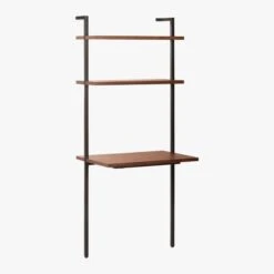 Helix Walnut Wood Wall Mount Desk With Shelves 70'' -Furniture Sales Store HelixShortDeskWalnut3QS20