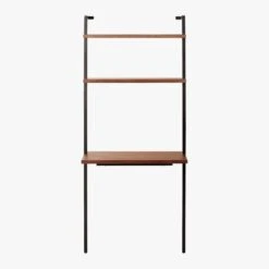 Helix Walnut Wood Wall Mount Desk With Shelves 70'' -Furniture Sales Store HelixShortDeskWalnutSOS20