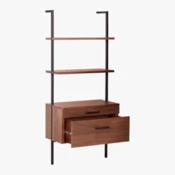 Helix 70" Walnut Bookcase With 2 Drawers 14 Helix 70" Walnut Bookcase With 2 Drawers -Furniture Sales Store HelixShortShlf2DrwWalnut3QAVS20