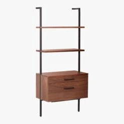 Helix 70" Walnut Bookcase With 2 Drawers 13 Helix 70" Walnut Bookcase With 2 Drawers -Furniture Sales Store HelixShortShlf2DrwWalnut3QS20