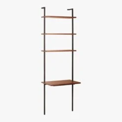Helix Walnut Wood Wall Mount Desk With Shelves 96'' -Furniture Sales Store HelixTallDeskWalnut3QS20