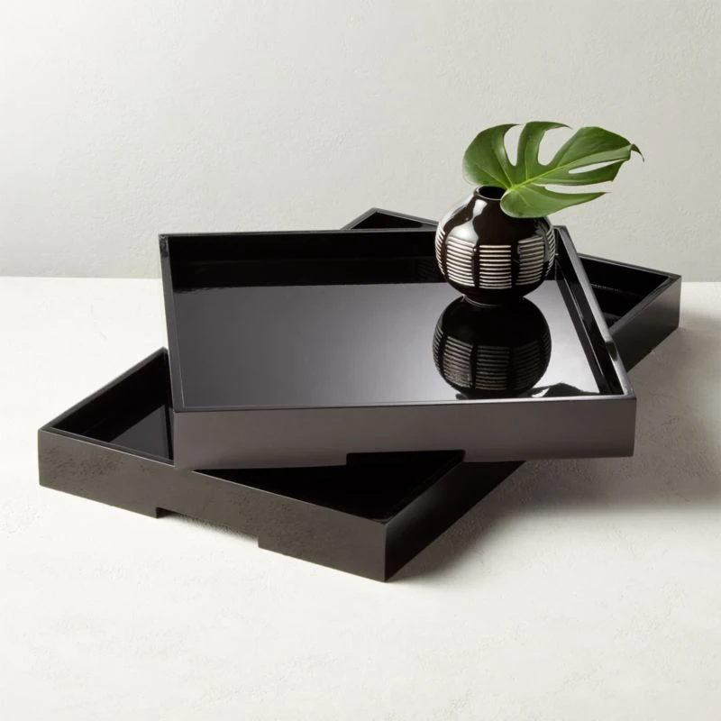 High Gloss Black Rectangle Tray 3 High Gloss Black Rectangle Tray - Image 3