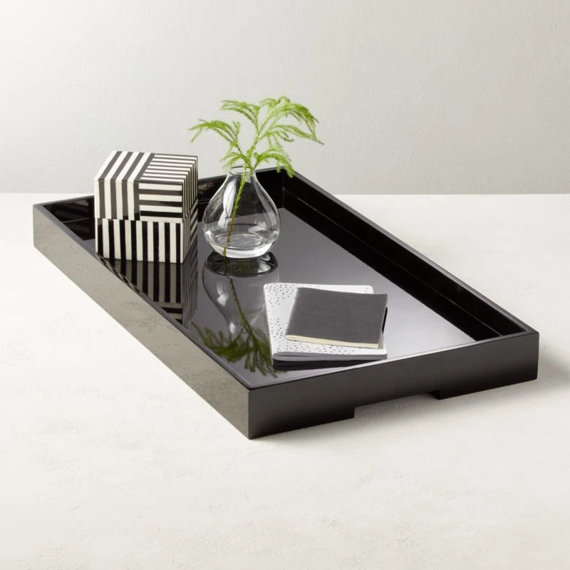 High Gloss Black Rectangle Tray 2 High Gloss Black Rectangle Tray - Image 2