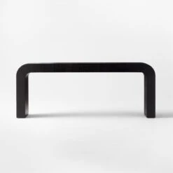 Horseshoe Black Lacquered Linen Console Table 80'' 8 Horseshoe Black Lacquered Linen Console Table 80'' -Furniture Sales Store HorseshoeBkLqdLn80inCnslSOSSF21
