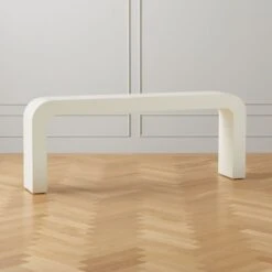 Horseshoe Ivory Lacquered Linen Console Table 80'' -Furniture Sales Store HorseshoeIvLqdLnLgCnslTblAVSHF20 1x1