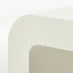 Horseshoe Ivory Lacquered Linen 60" Coffee Table -Furniture Sales Store HorseshoeIvLqdLnRctCffTblAVF20