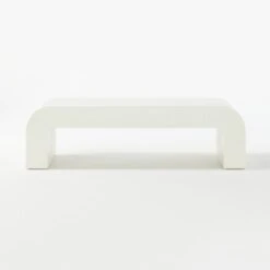 Horseshoe Ivory Lacquered Linen 60" Coffee Table -Furniture Sales Store HorseshoeIvLqdLnRctCffTblSOF20