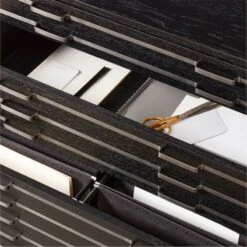 Inline Black Oak Wood 4-Drawer File Cabinet With Blackened Steel Handles -Furniture Sales Store InlineBlkFilingCabinetAVSHF23