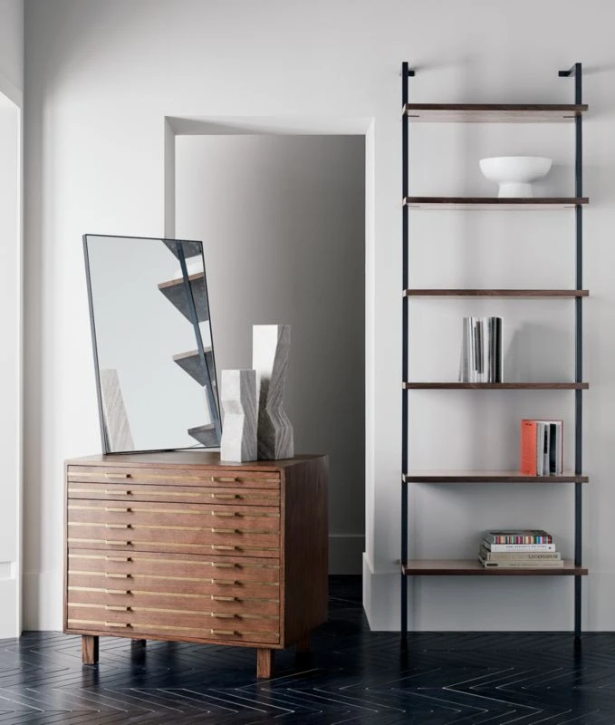 Inline Oak Wood 4-Drawer File Cabinet With Brass Handles 2 Inline Oak Wood 4-Drawer File Cabinet With Brass Handles - Image 2