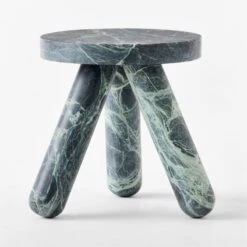 Jaxx Round Green Marble Side Table Tall -Furniture Sales Store JaxxGrnMblTallSideTableSOSSS23
