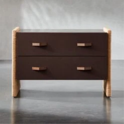 Crillo 2-Drawer Brown Nightstand With Mirror Top