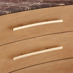 Kingsbury Tall 4-Drawer Curved Oak Wood Dresser With Marble Top -Furniture Sales Store KingsburyCrvdMrblChestAVSSF22