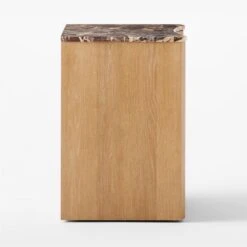 Kingsbury 2-Drawer Curved Oak Wood Nightstand With Marble Top -Furniture Sales Store KingsburyCrvdMrblNghtstndSDSSF22