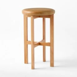 La Piedra Backless Brown Leather Bar Stool -Furniture Sales Store LaPiedraBklsLthrBarStl3QSSS22