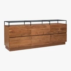 Lawson Low 6-Drawer Wood Dresser With Glass Top -Furniture Sales Store LawsonLowDresser3QFF19