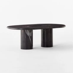 Liguria Oval Black Marble Coffee Table With Black Marble Base -Furniture Sales Store LiguriaBkOvTpBkBsMbCfTbl3QSSF22