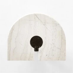Liguria Rounded White Marble Side Table With Black Marble Base 13 Liguria Rounded White Marble Side Table With Black Marble Base -Furniture Sales Store LiguriaWtTopBkBsTableTOPSSF22