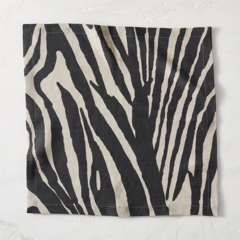 Linho Zebra Print EUROPEAN FLAX™-Certified Linen Napkin 2 Linho Zebra Print EUROPEAN FLAX™-Certified Linen Napkin - Image 2