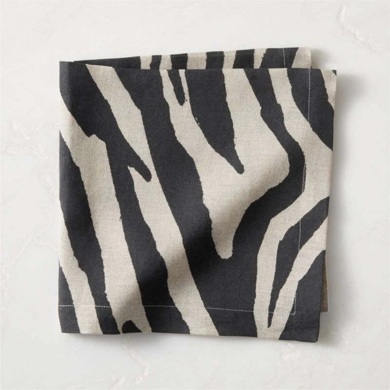 Linho Zebra Print EUROPEAN FLAX™-Certified Linen Napkin 1 Linho Zebra Print EUROPEAN FLAX™-Certified Linen Napkin