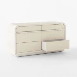 Lobos 6-Drawer White Wood Dresser -Furniture Sales Store LobosAshNLthrLowDresser3QAVSSS23