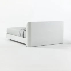 Bowed White Lacquered Queen Bed -Furniture Sales Store MajorWhiteLacqueredQBed3QBF20