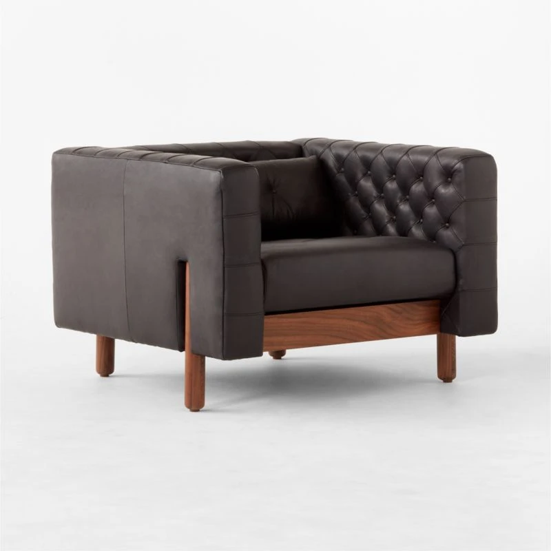 Marconi Tufted Black Leather Accent Chair 8 Marconi Tufted Black Leather Accent Chair - Image 8