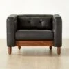 Marconi Tufted Black Leather Accent Chair