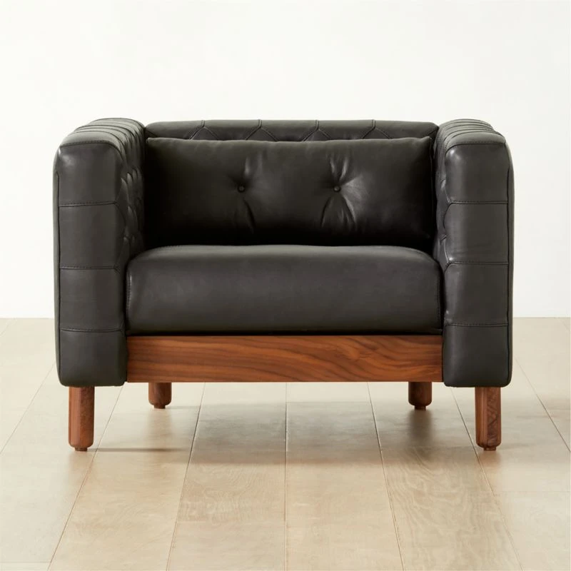 Marconi Tufted Black Leather Accent Chair 1 Marconi Tufted Black Leather Accent Chair