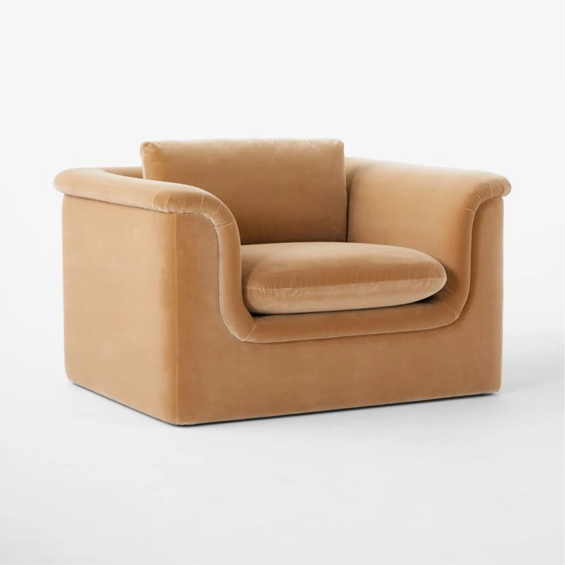Mardones Camel Brown Velvet Lounge Chair 3 Mardones Camel Brown Velvet Lounge Chair - Image 3
