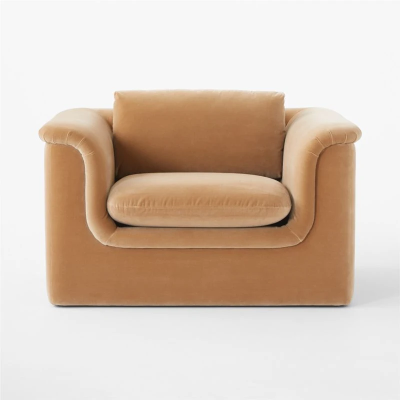 Mardones Camel Brown Velvet Lounge Chair 2 Mardones Camel Brown Velvet Lounge Chair - Image 2