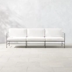 Marteau Black Iron Outdoor Sofa With White Sunbrella® Cushions