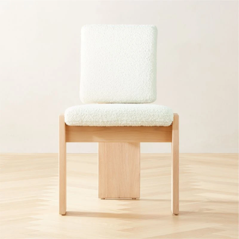 Mats Three-Legged White Boucle Dining Chair 1 Mats Three-Legged White Boucle Dining Chair