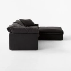 Mattea 4-Piece Charcoal Black Performance Linen Sectional Sofa With Right-Arm -Furniture Sales Store Mattea4PcBlkRASectSDSSS23