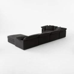 Mattea 6-Piece Charcoal Black Performance Linen Sectional Sofa With Right Arm -Furniture Sales Store Mattea6PcBlkRASect3QBSSS23