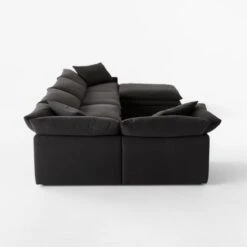 Mattea 6-Piece Charcoal Black Performance Linen Sectional Sofa With Right Arm -Furniture Sales Store Mattea6PcBlkRASectSDSSS23