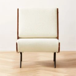 Meda Ivory Wool Armless Lounge Chair