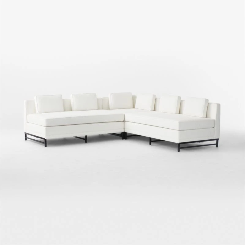 Metric 3-Piece L-Shaped White Boucle Sectional Sofa 3 Metric 3-Piece L-Shaped White Boucle Sectional Sofa - Image 3