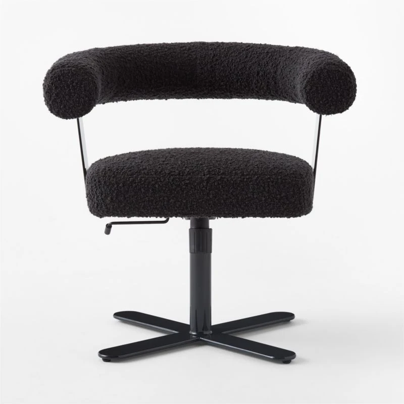 Mezza Charcoal Grey Boucle Office Chair 2 Mezza Charcoal Grey Boucle Office Chair - Image 2