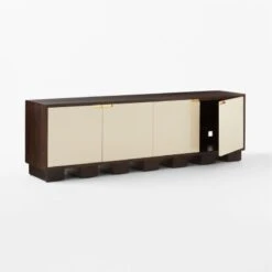 Moti Brown And White Mango Wood Media Console -Furniture Sales Store MotiMediaCredenza3QAVSSS23