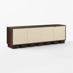Moti Brown And White Mango Wood Media Console -Furniture Sales Store MotiMediaCredenza3QSSS23