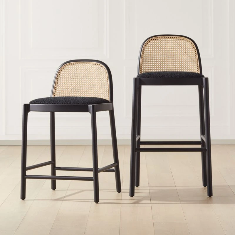 Nadia Black Cane Counter Stool Set Of 2 2 Nadia Black Cane Counter Stool Set Of 2 - Image 2