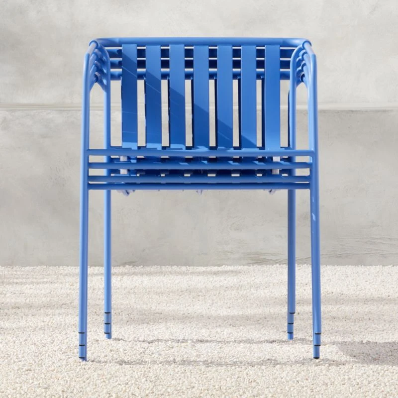 Navene Blue Outdoor Dining Armchair Set Of 4 5 Navene Blue Outdoor Dining Armchair Set Of 4 - Image 5