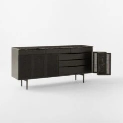 New England Black Ebonized Oak Wood Console Table Cabinet Model 7706 -Furniture Sales Store NewEnglandBkConsoleCbnt3QAVSSF22